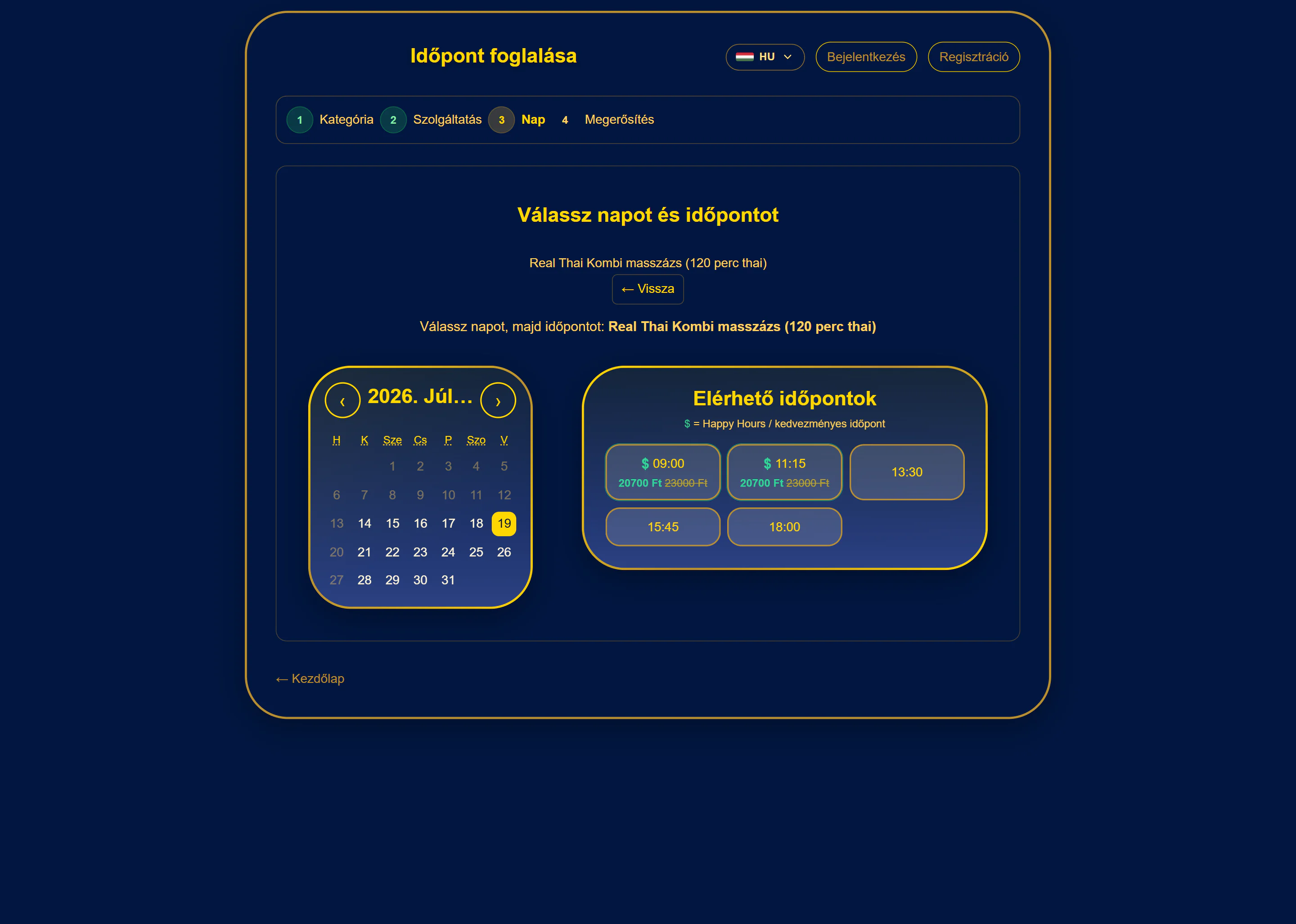 Public booking page shown in the salon's own brand